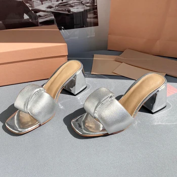 2022ss נשים חדשות סנדלים אלגנטי מעצב אופנה עקבים גבוהים נעלי נשים כיכר בוהן פתוח נעלי נשי