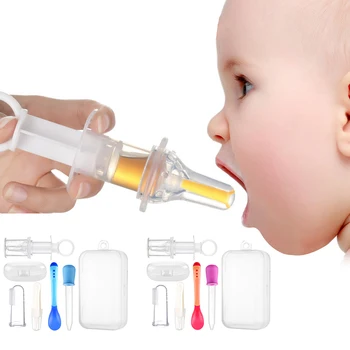 5pcs/set תינוקות ילדים כלי האכלה ילדים חכמים רפואה מנפק טפי שקוף המוצץ מחט מזין