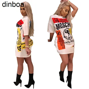 Dinboa זום החיים אופנה גרפיטי מודפס השמלה של נשים ארוך חולצה תכליתי נשים מקרית של שמלות הנשים חולצות 2020