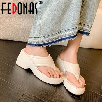 FEDONAS 2023 טריזי עקבים פלטפורמות נשים נעלי עור אמיתי באיכות קיץ מזדמן מסיבת הנשף נעליים האישה אופנה סנדלים