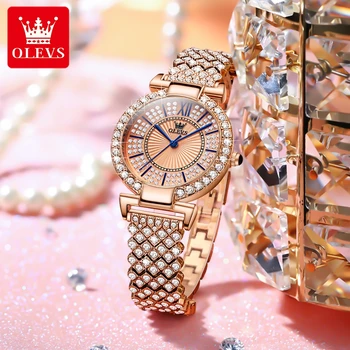 OLEVS יוקרה חדש ריינסטון שעון נשים אופנה אלגנטי, שעון יד קוורץ שעונים על ילדה בנות קלאסי השעון Relogio Feminino