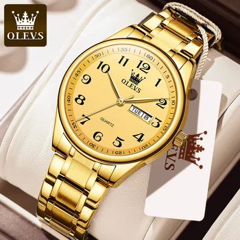 OLEVS מותג קלאסי של הגברים קוורץ שעון עמיד למים נירוסטה רצועה אופנה מזדמנים גברים של שעון מתנה תאריך שעון 5567