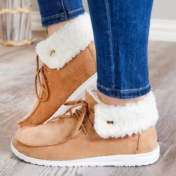 בתוספת נשים גודל כותנה נעלי 2021 חורף חם בתוספת קטיפה נשים דירות נעלי נוחות החלקה נקבה שלג מגפי קרסול