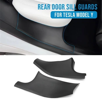 עבור טסלה מודל Y הדלת האחורית אדן מגן כרית כיסוי שומרי סף פגוש הרצועה מתאימה לרכב המקורי נגד בעיטה רפידות ABS
