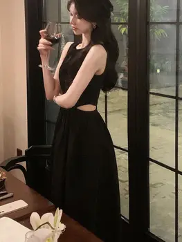 קיץ נשים סקסי Elegent מסיבת לבן Midi 2023 שמלה נשית אופנה חלול החוצה סלים בגדים שחורים Vestidos ליידי שמלה חדשה.