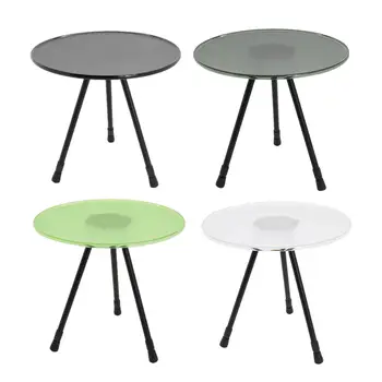 שלוש רגליים שולחן עגול מתקפל יציב חיצוני עמיד מתכוונן טלסקופית להרים את האוכל על השולחן גן טיול פיקניק, דיג