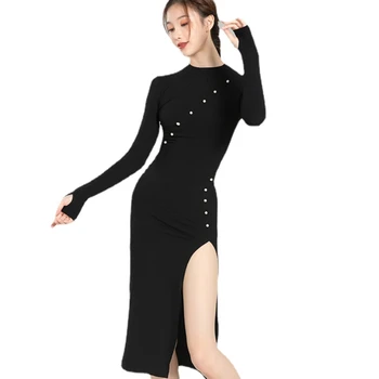 שמלת ריקוד חצאית בגדי נשים מודרניות בגדי ריקוד תרגיל בגדים נשיים Cheongsam ביצועים קלאסית לרקוד פיצול